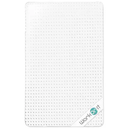 Front. WorkOnIt - Office Chair Mat for Low Pile Carpets, Computer Desk Floor Mat - Clear.