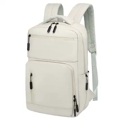 Front. Unique Bargains - Waterproof Laptop Backpack, Flight Approved Anti-Theft Daypack, 15.6" Laptop Sleeve, Men & Women - Beige.