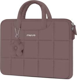 mosiso - Laptop Case 13-13.3 inch Puffy Laptop Sleeve with Handle for MacBook Air Pro Neo 13 14 HP Dell ASUS Lenovo - Chocolate Brown