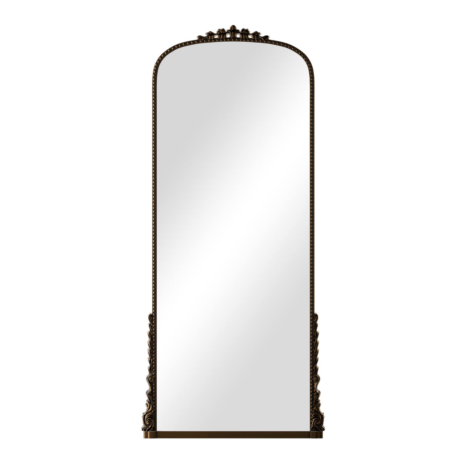 Alt View 1. Easly - Antique Bronze 28 in. W x 69 in. H Carved Arched PU Frame Full Length Floor Mirror - Antique Bronze.