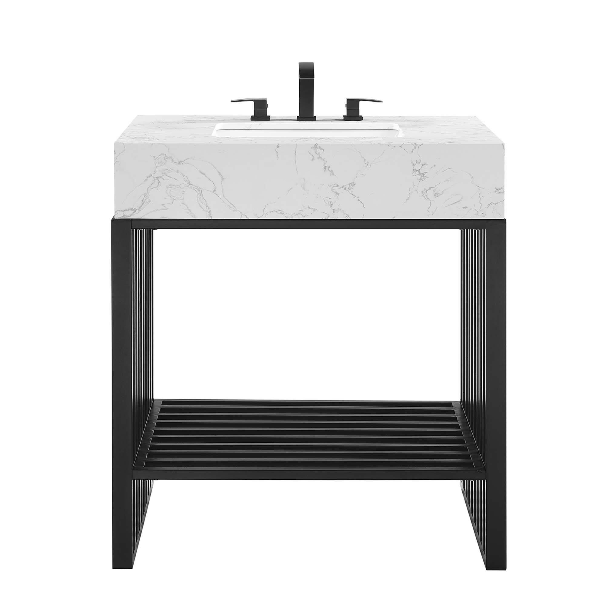 Alt View 2. Modway - Gridiron Bathroom Vanity Basin Included by Modway - White Black.