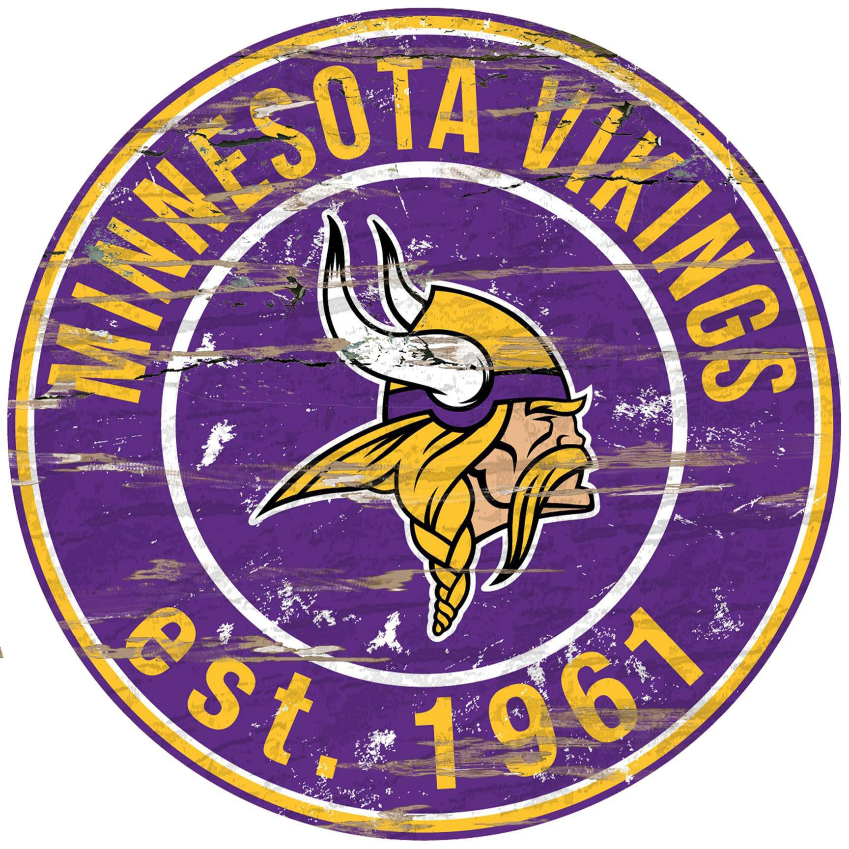 Fan Creations - Minnesota Vikings 23.5" Distressed Round Sign - Multicolor