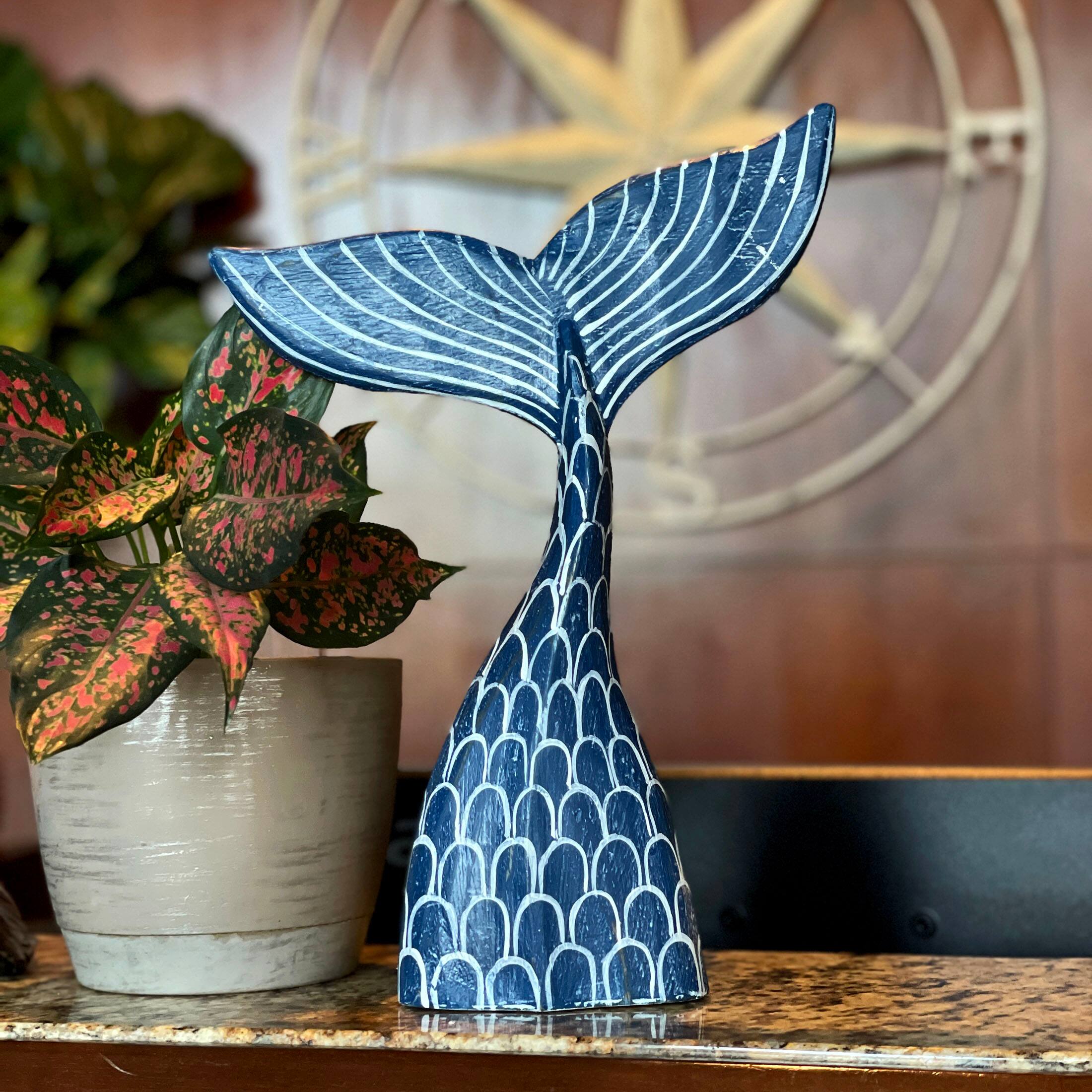 Alt View 3. Things2Die4 - Navy Blue Wood Mermaid Tail Sculpture 13.75" Nautical Coastal Decor Art - Navy.