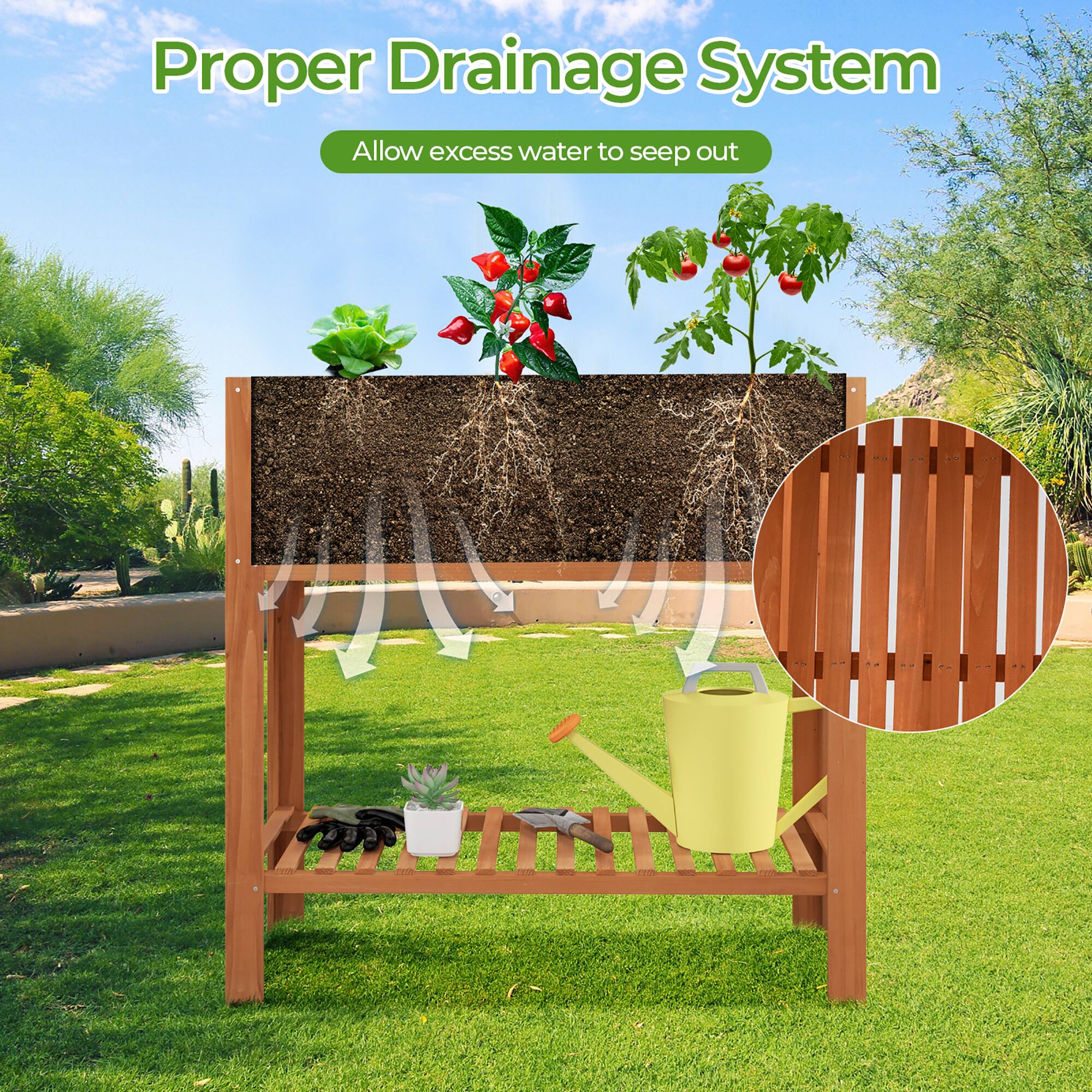 Proper Drainage System  
Allow excess water to seep out