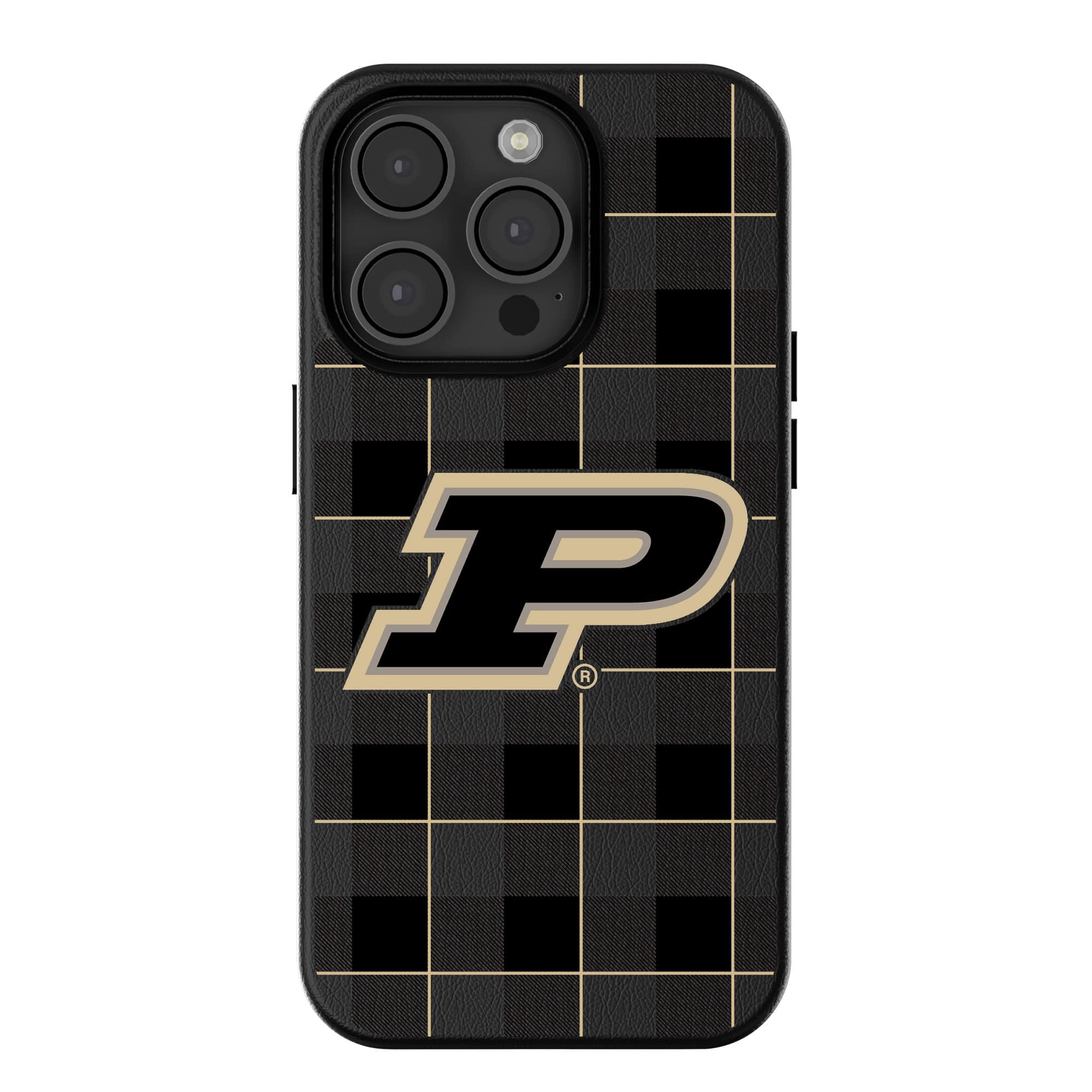 Keyscaper - NCAA - Purdue Boilermakers Plaid Magnetic Bump iPhone Case - 16 Pro Max - Black