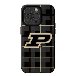 Keyscaper - NCAA - Purdue Boilermakers Plaid Magnetic Bump iPhone Case - 15 - Black