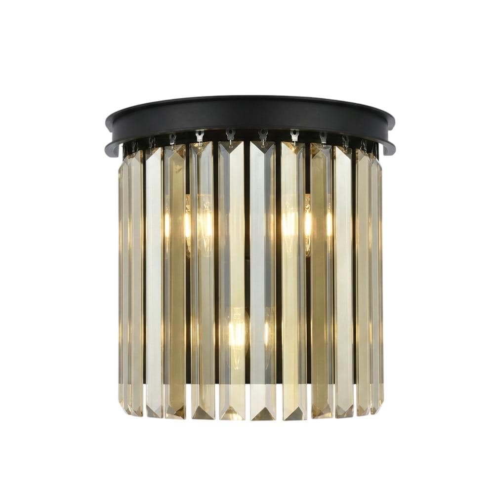 Urban Classic - Sydney 2 light Wall Sconce Golden Teak (Smoky) Royal Cut Crystal - Matte Black price history on PriceWatchPro