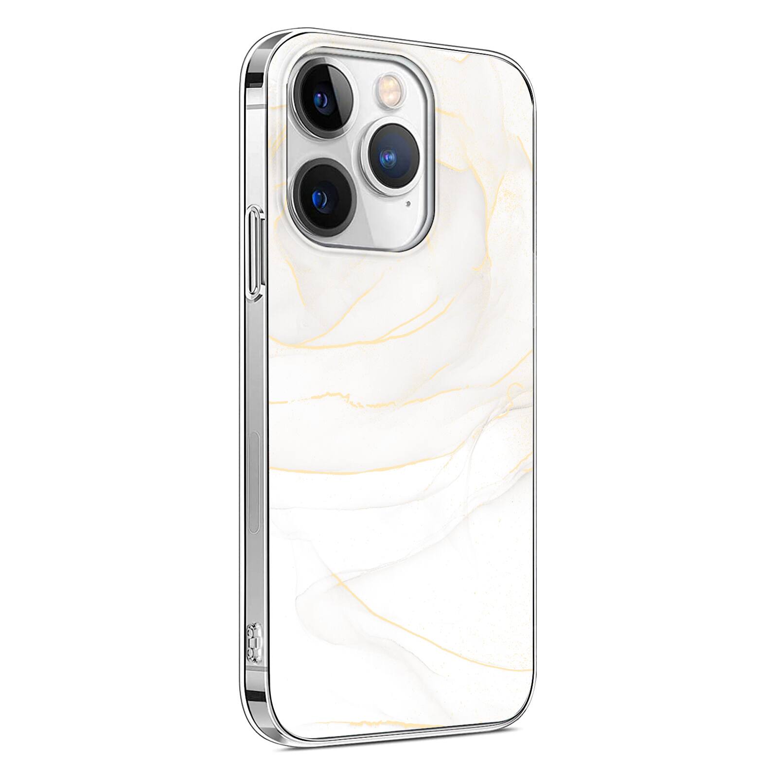 Angle. SaharaCase - Inspire Seres Case Compatible with Magsafe for iPhone 15 Pro Max - White Marble - White.