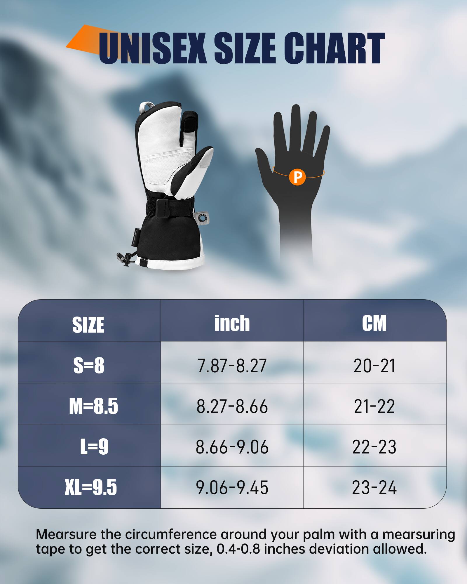 thumbnail image 2 of EXski Waterproof 3-Finger Ski Gloves - Winter Insulated Snow Mittens For Snowboarding 2 of 10