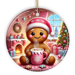 OrnamentallyYou - Cozy Gingerbread Man Pink Themed Ornament Delightful Christmas Gift and Decor Version 1 - Multi-colored