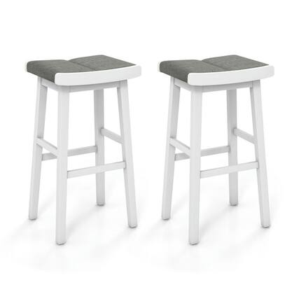 Front. Kadyn - 2 Pcs 26/31.5 In Upholstered Saddle Barstools with Padded Cushions-31.5 inches, for Kitchen Island - Gray.