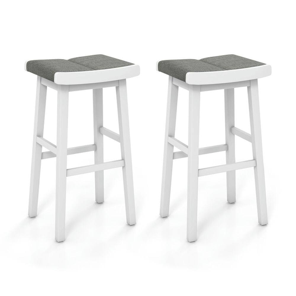 Front. Kadyn - 2 Pcs 26/31.5 In Upholstered Saddle Barstools with Padded Cushions-31.5 inches, for Kitchen Island - Gray.