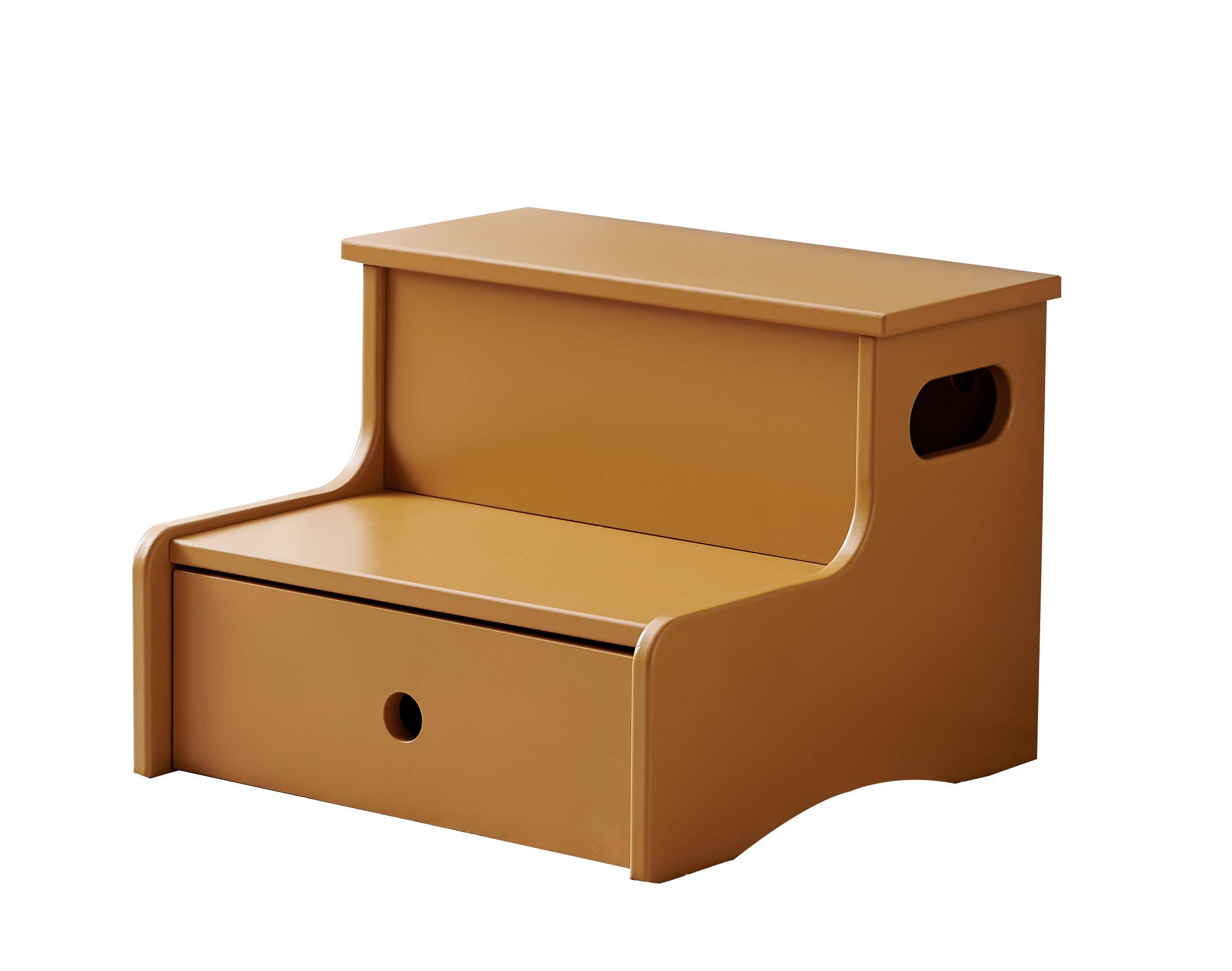 Angle. Kings Brand Furniture - Kings Brand Furniture Wooden Toddler Step Stool for Kids with Storage for Bedroom, Bathroom & Kitchen - Honey mustard.