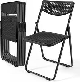 Winado - Plastic Folding Chairs 6PCS, Comfortable Foldable Chair with Breathable Mesh Seat for Indoor Outdoor Party Office Dining - Black