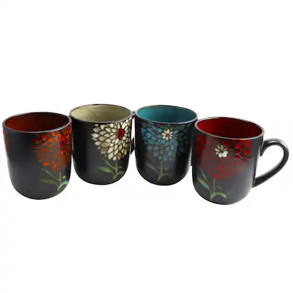 Front. Gibson - Gibson Home Gardenia Cafe 16 oz. Assorted Mug Set, Set of 4 - Assorted.