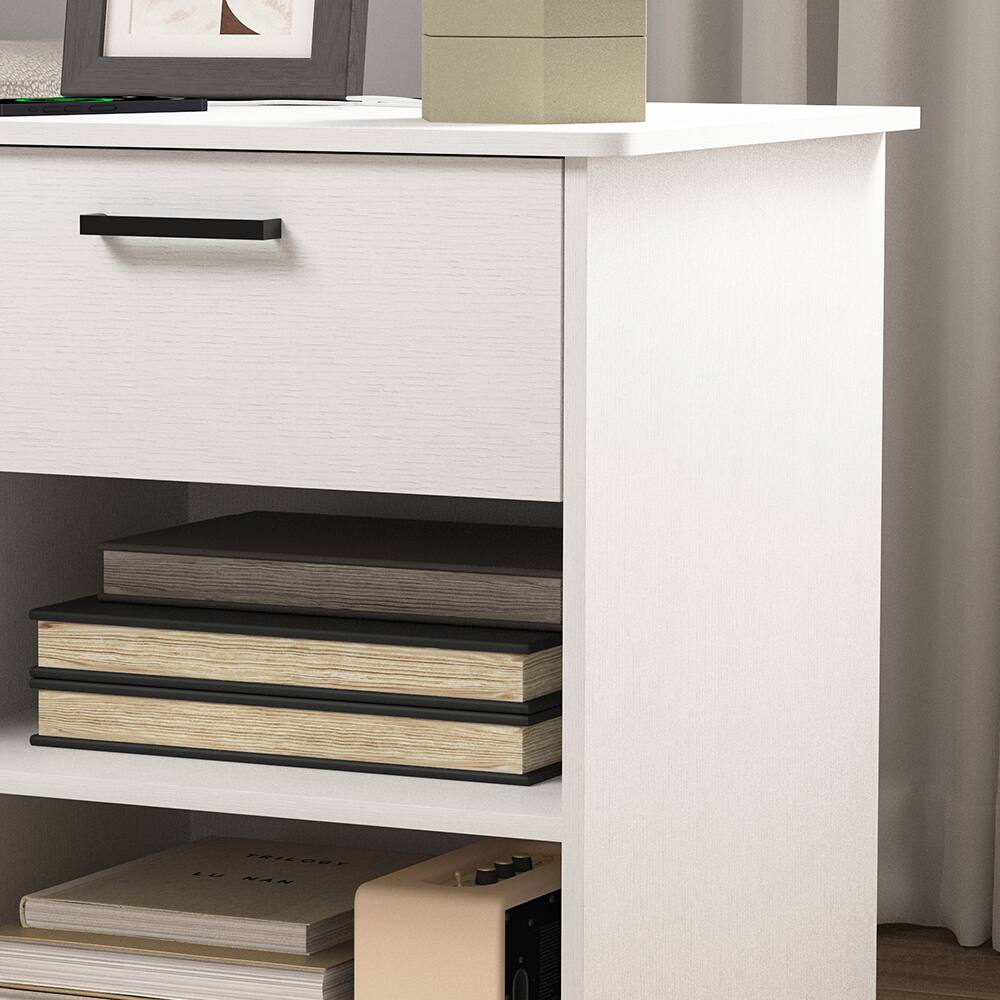 Alt View 4. Spaco - Nightstand with Charging Station,2 USB,Type C,Drawer,Adjustable Shelf - White.