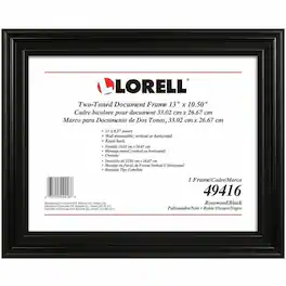 Lorell - Two toned Certificate Frame 13 x 10.50 Size Desktop Wall Mountable Vertical Horizontal Black