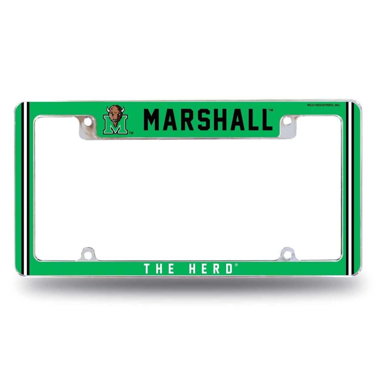 Rico Industries - Marshall Thundering Herd Chrome Metal License Plate Frame - Multi