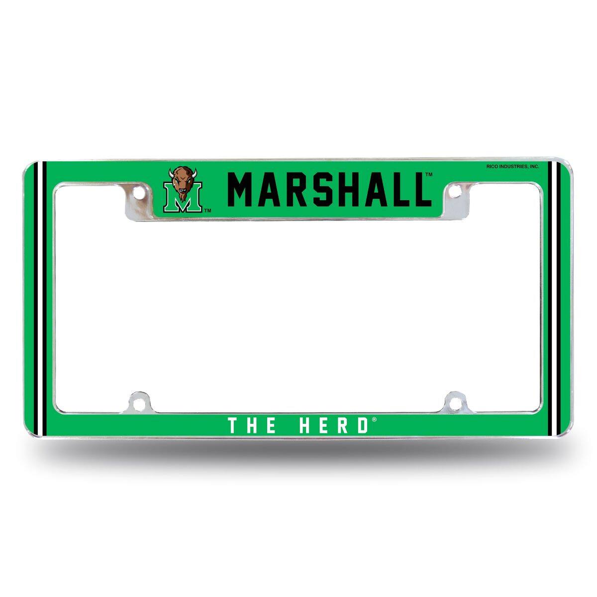 Rico Industries - Marshall Thundering Herd Chrome Metal License Plate Frame - Multi