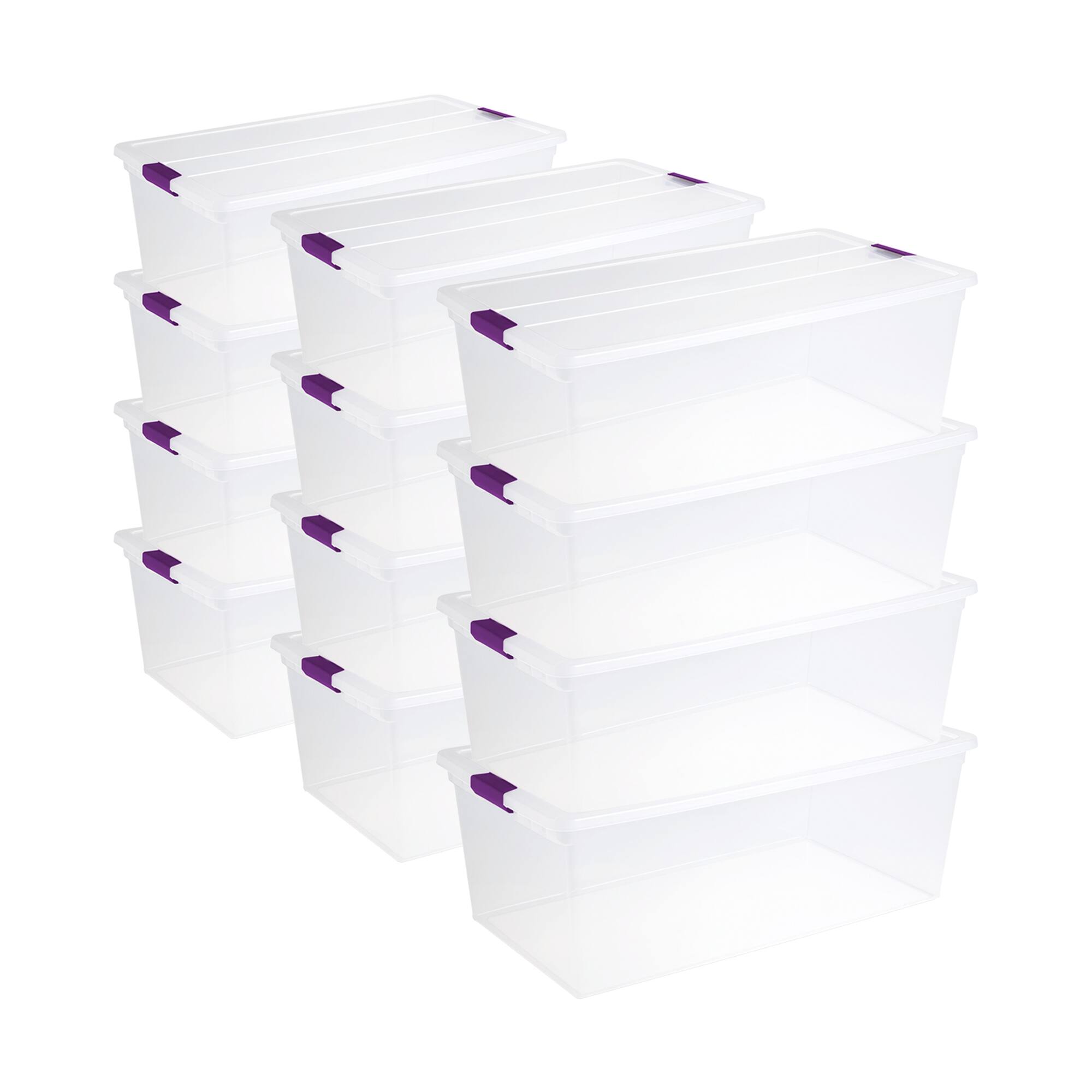 Front. Sterilite - Sterilite 110 Qt Clear Storage Organization Box w/ Secure Latching Lid (12 Pack) - Clear.