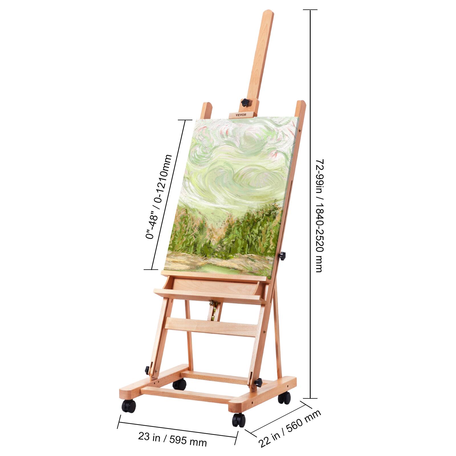 - Height: 72-99 in / 1840-2520 mm
- Width: 0-1210 mm / 0"-48"
- Depth: 23 in / 595 mm
- Base: 22 in / 560 mm