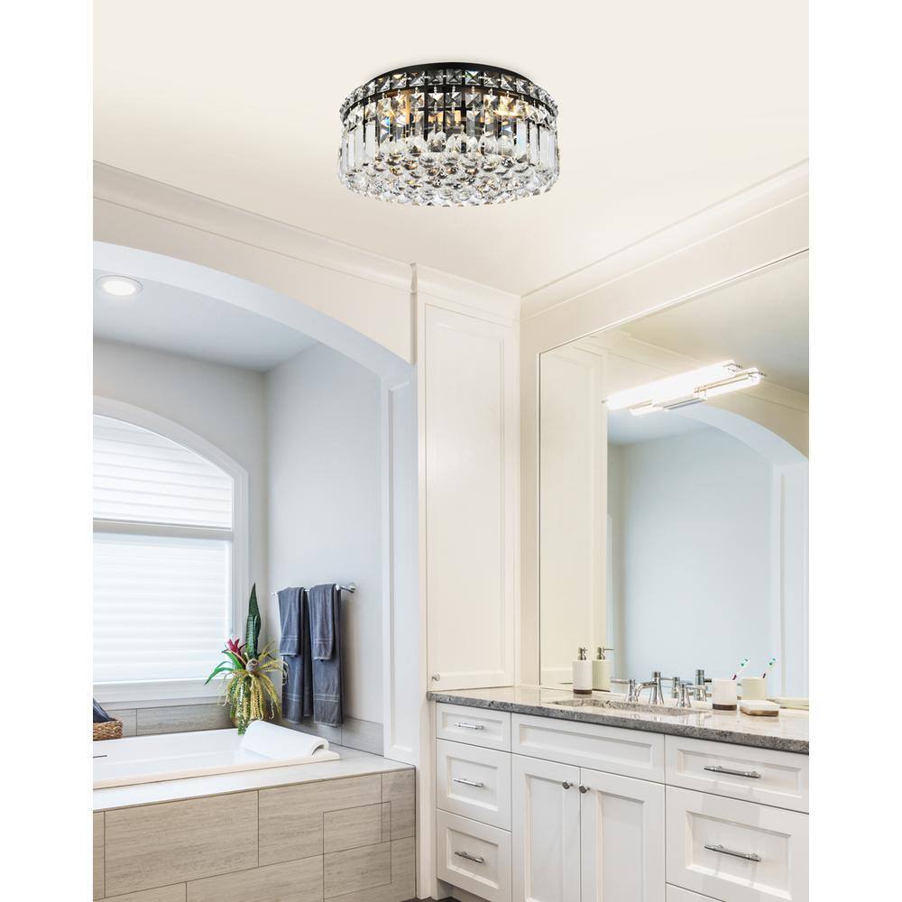 Left. Elegant Lighting - Maxime 14 inch black flush mount - Black And Clear.