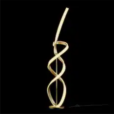 Front. Infibrite - Golden Swirl 31W LED Floor Lamp 59 Inch, 3000K Warm Glow, Stepless Dimming, Matte Gold Finish - White.