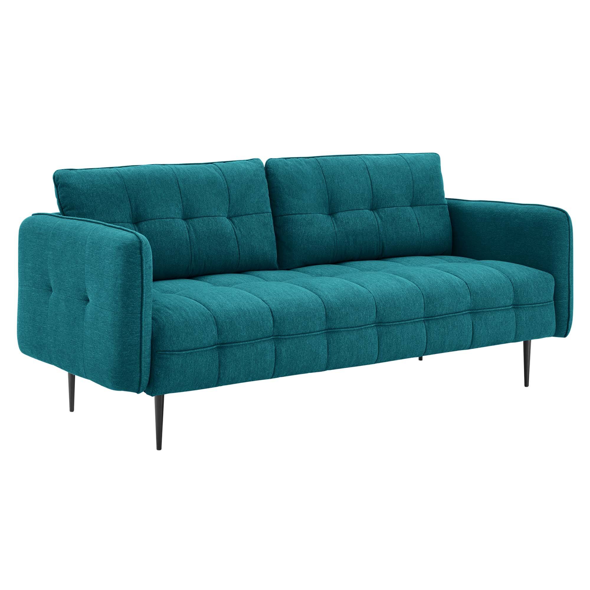 Angle. Modway - Cameron Tufted Fabric Sofa by Modway - Teal.