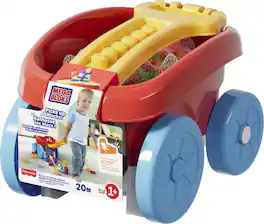 Mega Bloks - First Builders Block Scooping Pull Wagon, 20 Piece Building Toy Set - COLLECTIBLES - Multicolor