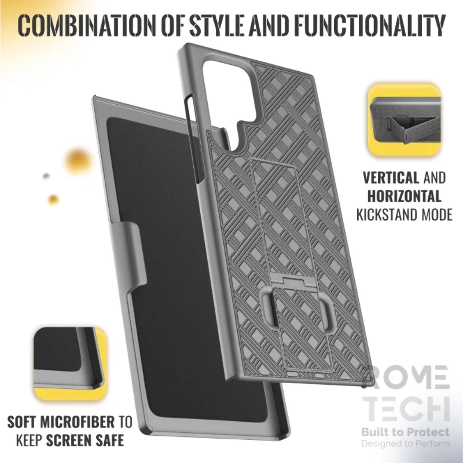 COMBINATION OF STYLE AND FUNCTIONALITY

VERTICAL AND HORIZONTAL KICKSTAND MODE

SOFT MICROFIBER TO KEEP SCREEN SAFE

Built to Protect
Designed to Perform