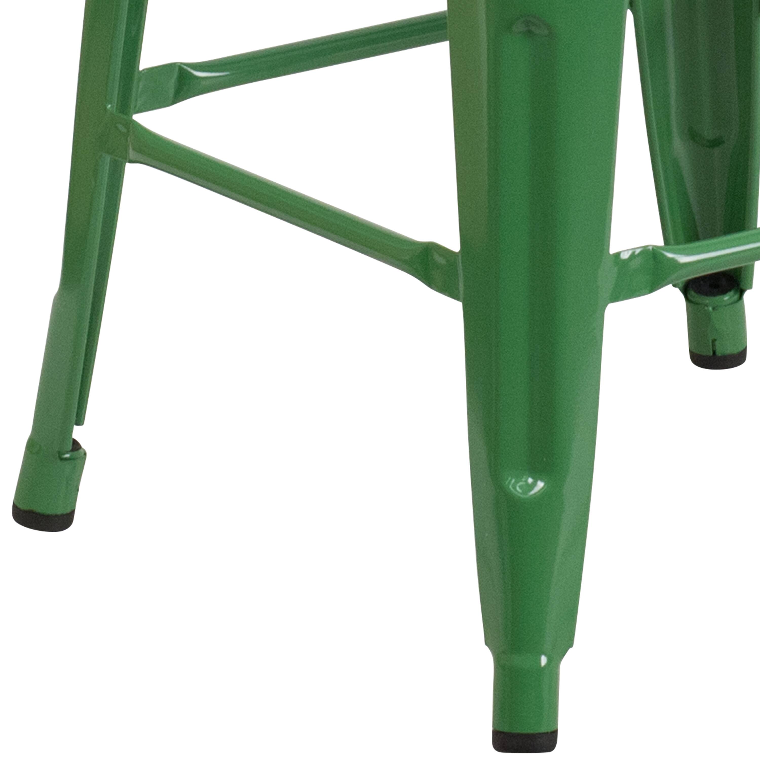 Alt View 9. Emma + Oliver - 30"H Backless Metal Barstool with Wood Seat - Green.