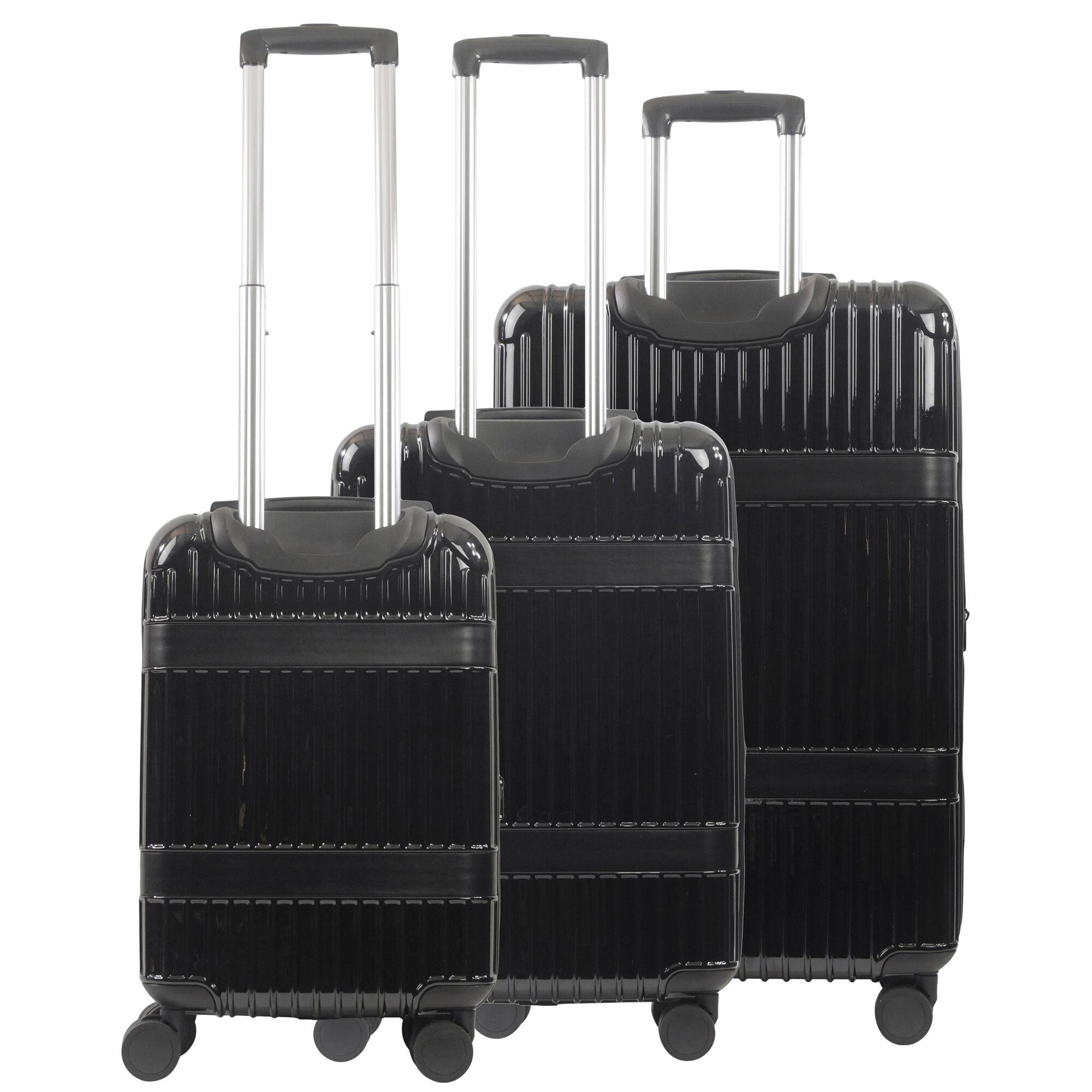 Back. Martha Stewart - The Bedford 3-Piece Hardcase Luggage Set - BLACK.