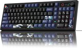 Womier - L98 Wireless Gaming Keyboard, 98 Keys Mechanical Keyboard with Smart Display, Knob and Numpad for PC Mac - Kanagawa Black