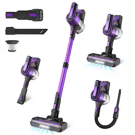 Poweart - V870 Cordless Stick Vacuum, 30Kpa Powerful, 350W Motor, 8-in-1 Lightweight, 45 Min Runtime for Hardfloor, Carpet - Purple