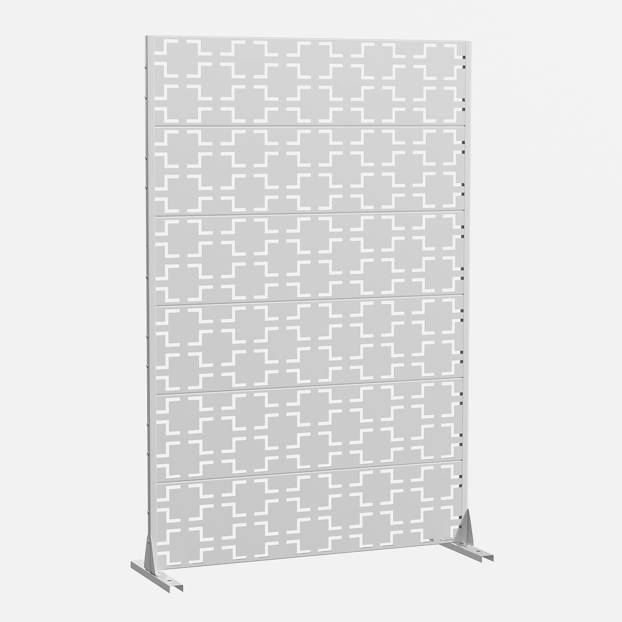 Angle. PexFix - 72 in. x 47 in. Square Pattern Metal Outdoor Privacy Screen & Panels, Freestanding Garden Divider Fence - White.