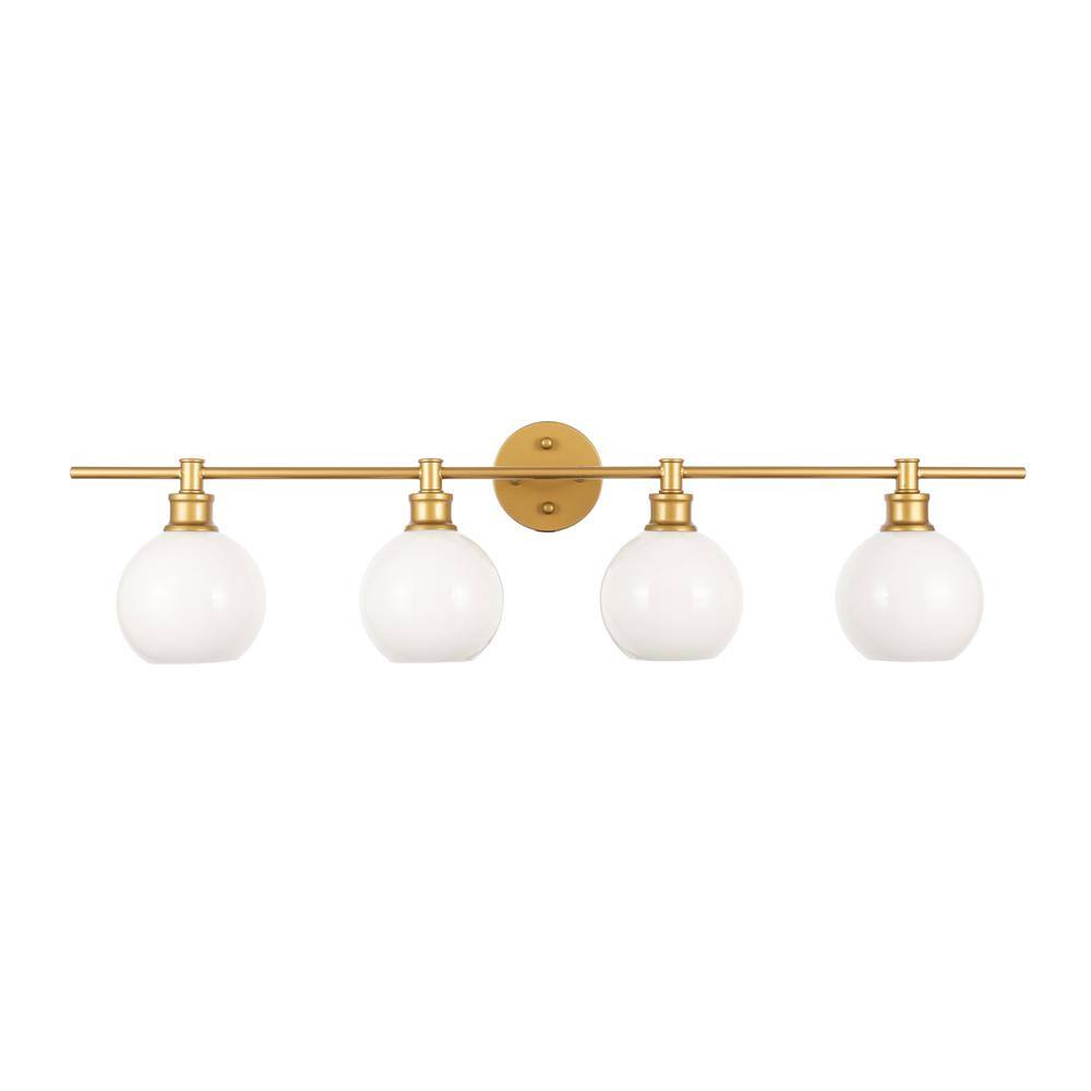Alt View 1. Living District - Collier 4 light Brass and Frosted white glass Wall sconce - Brass And Frosted White Glass.