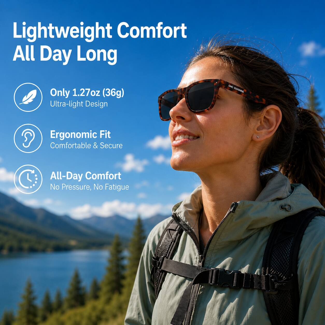 Lightweight Comfort All Day Long

Only 1.27oz (36g) Ultra-light Design

Ergonomic Fit Comfortable & Secure

All-Day Comfort No Pressure, No Fatigue