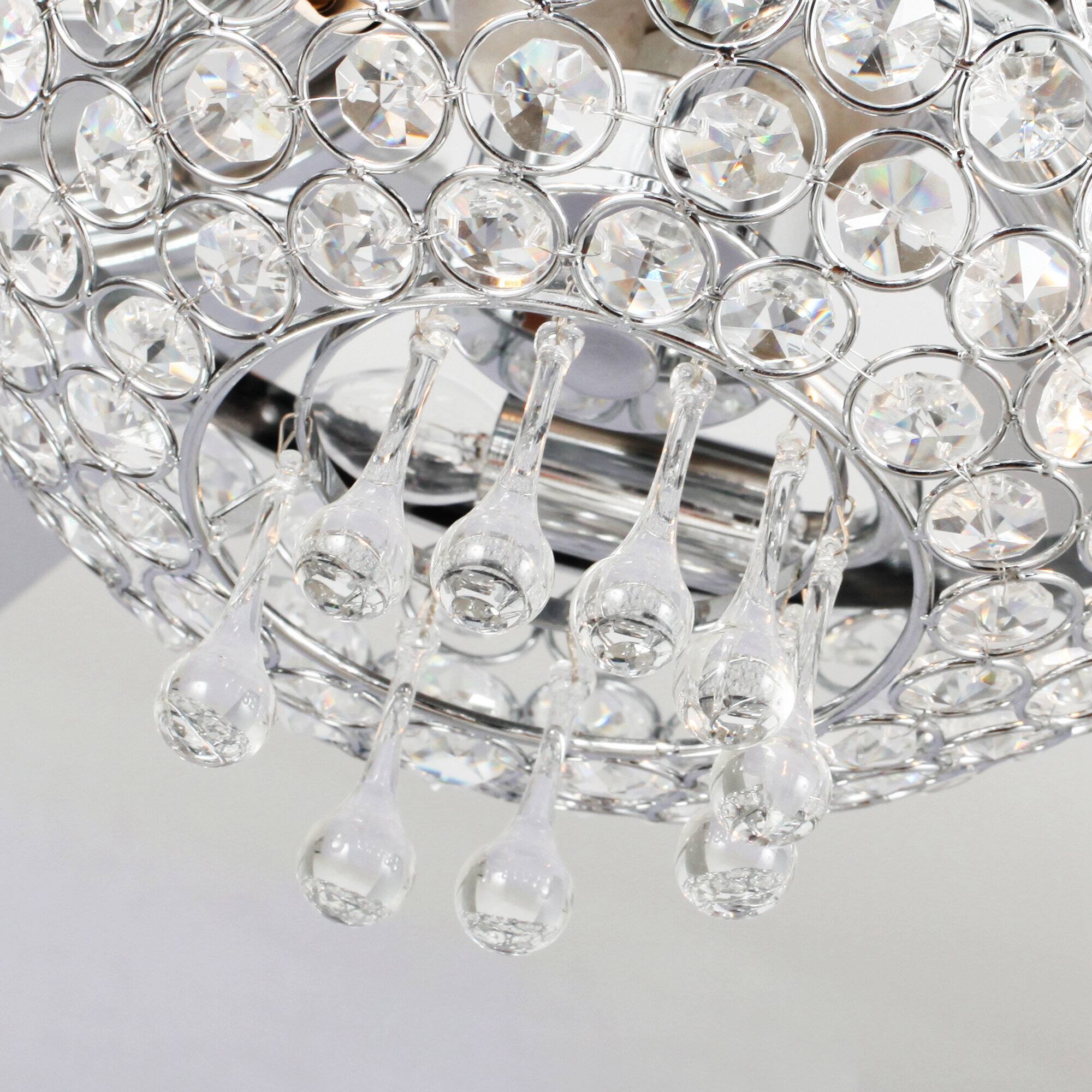 Alt View 5. Parrot Uncle - 52" Modern Chrome Low Profile Crystal Ceiling Fan with Remote and 3-Speed Motor - Chrome.