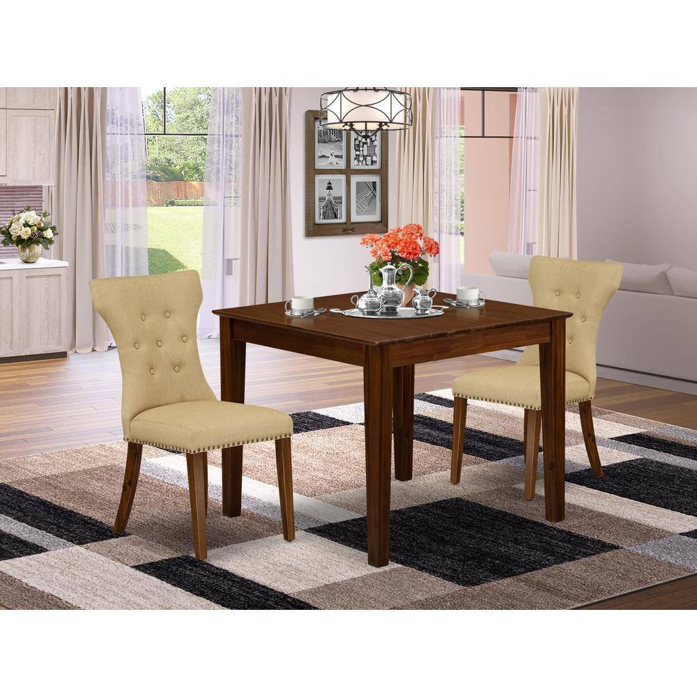 Alt View 3. East West Furniture - 3 Pc Dining Set Includes a Square Table and 2 Upholstered Chairs - Grey.