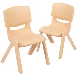 Emma + Oliver - 2 Pack Plastic Stackable School Chair with 10.5"H Seat, Preschool Chair - Natural