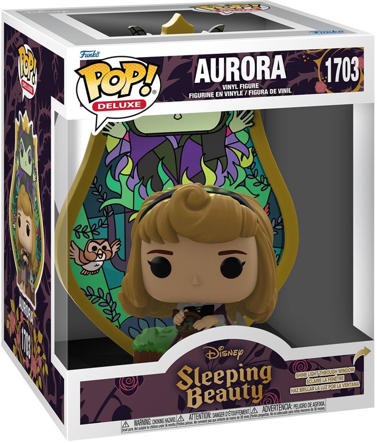 POP! DELUXE  
AURORA  
VINYL FIGURE / FIGURA DE VINIL / FIGURINE EN VINYLE  
1703  

Disney Sleeping Beauty  

SHINE LIGHT THROUGH WINDOW  
ECLAIRE LA FENTRE  
HAZ BRILLAR LA LUZ POR LA VENTANA  

WARNING: CHOKING HAZARD - Small parts. Not for children under 3 years.  
ATTENTION: DANGER D'ÉTOUFFEMENT - Petites pièces. Ne convient pas aux enfants de moins de 3 ans.  
ADVERTENCIA: PESEGO DE ASFIXIA - Piezas pequeñas. No es adecuado para menores de 3 años.
