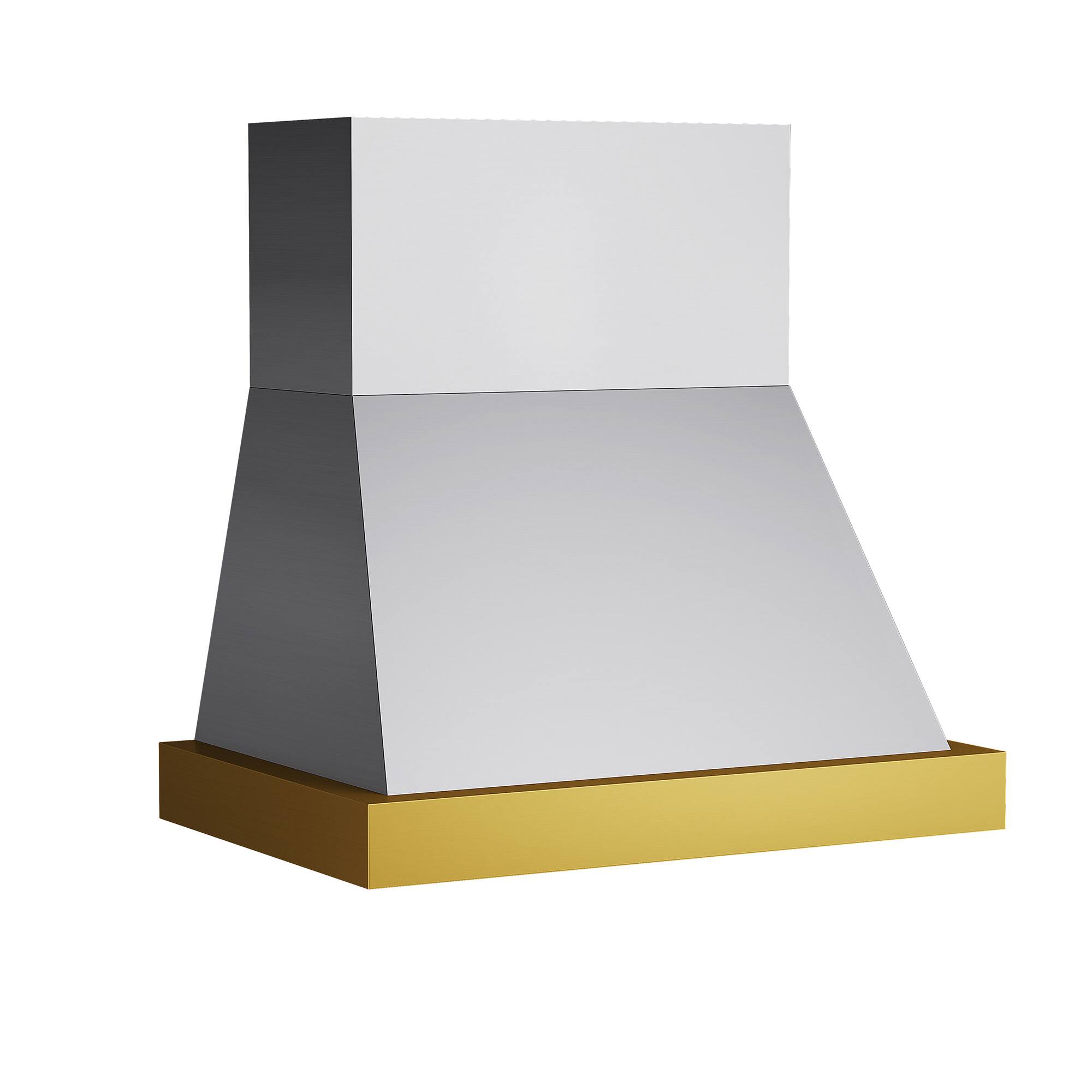Angle. Kucht - 36" Wall Mount Range Hood 900 CFM – Stainless Steel & Gold Accents - Stainless Steel & Gold.
