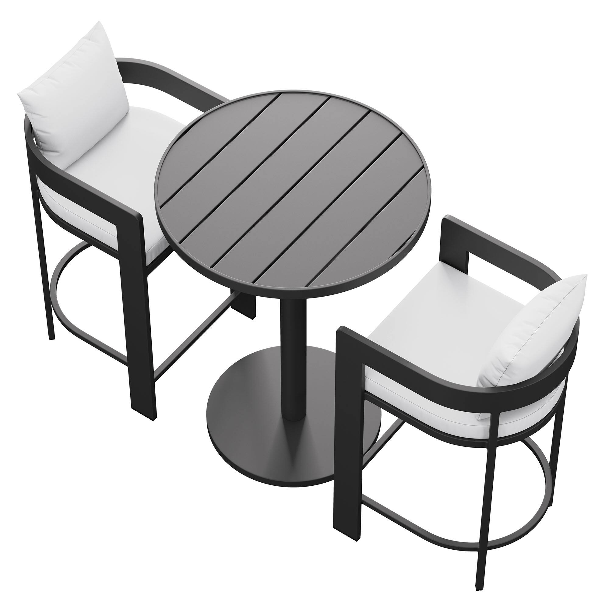 Alt View 1. Modway - Tahoe 3-Piece Outdoor Patio Aluminum Bar Set - White.