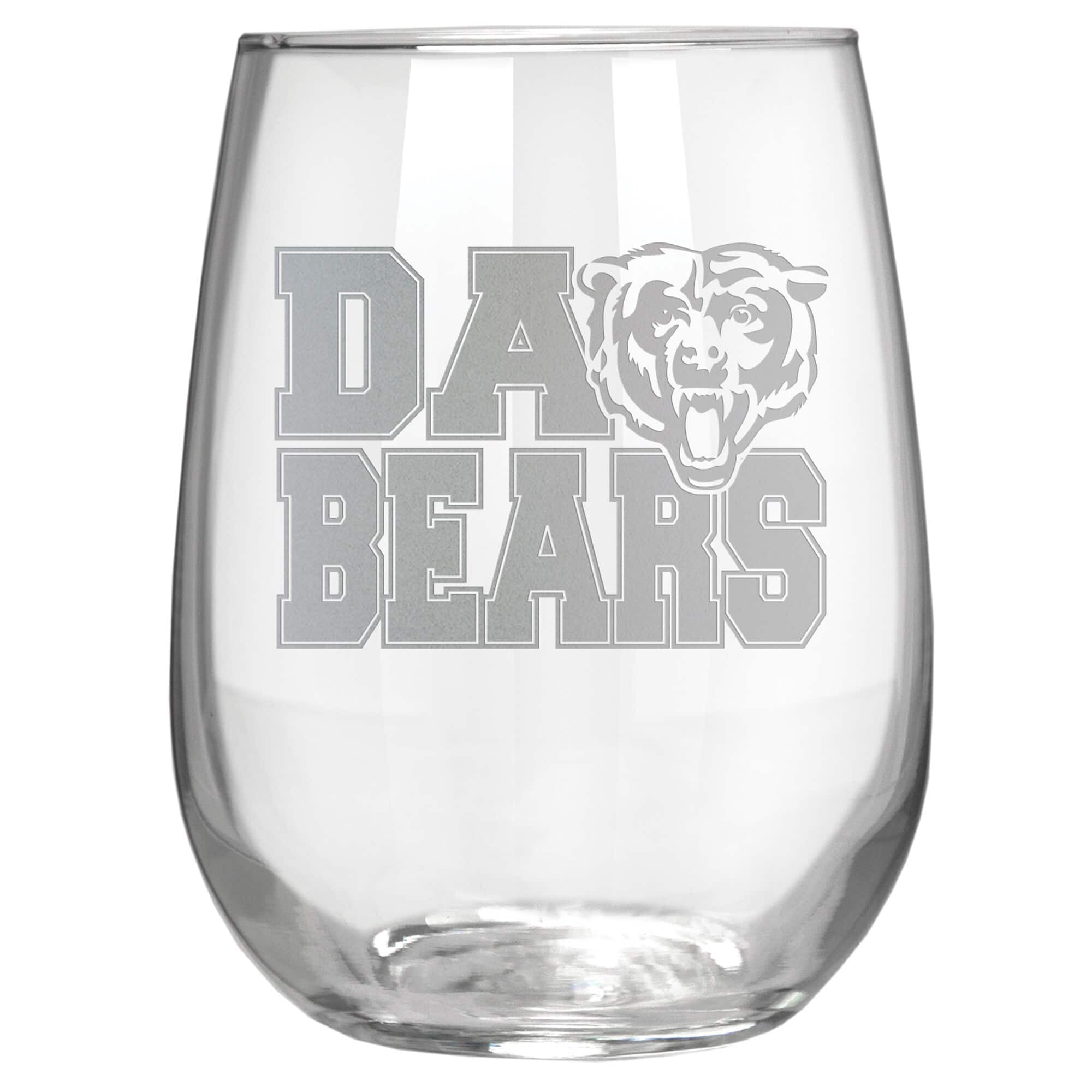 Front. Great American Products - Chicago Bears Etched 17oz. Rally Cry Stemless Wine Glass - Multicolor.