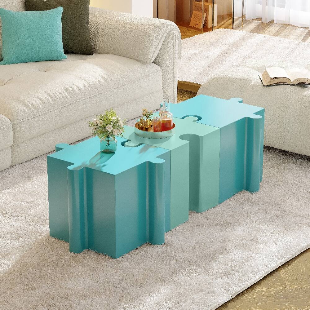 Alt View 3. Loheer - Loheer Modular Side Table Puzzle Art MGO Outdoor Table Light Blue - Light Blue.