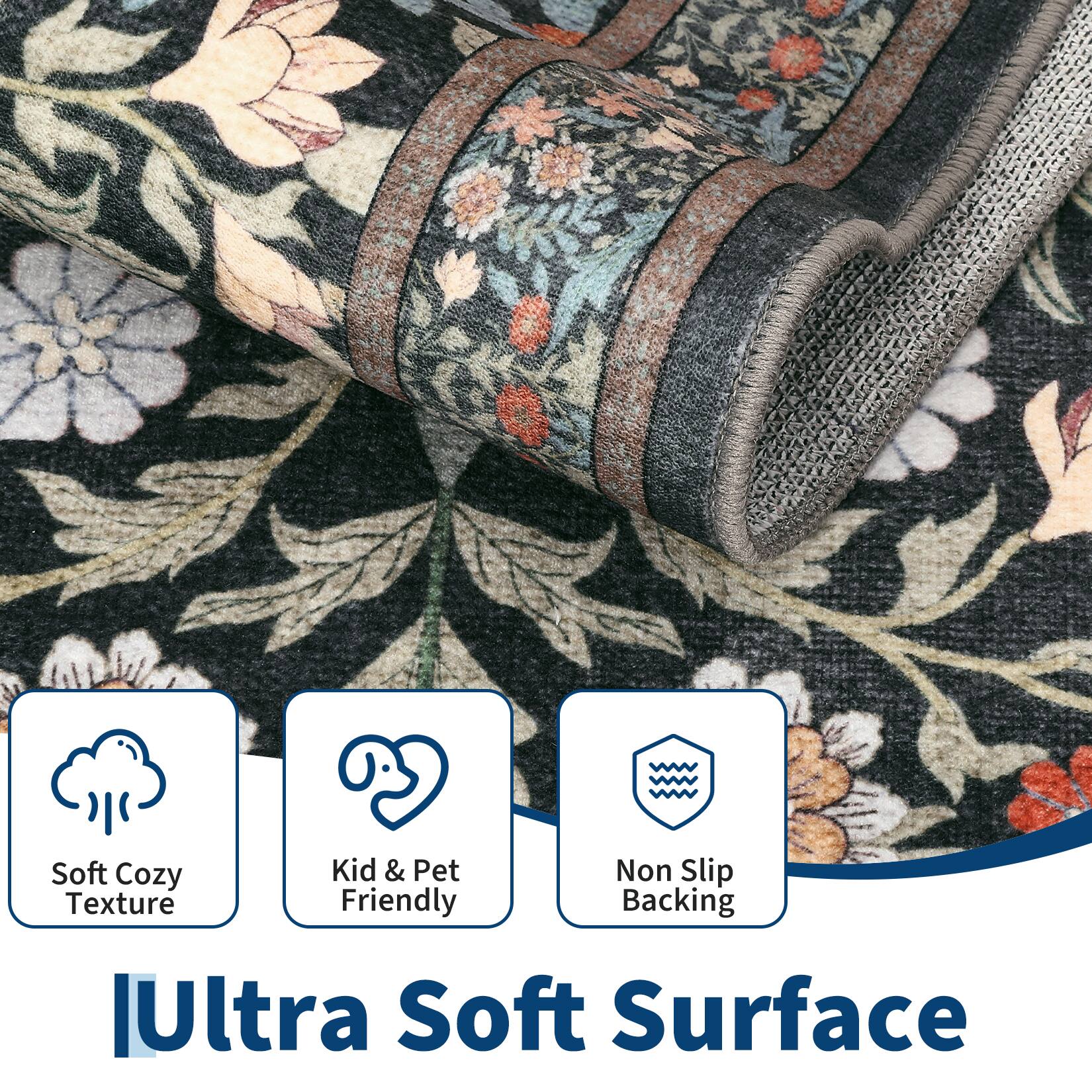 - Soft Cozy Texture
- Kid & Pet Friendly
- Non Slip Backing
- Ultra Soft Surface