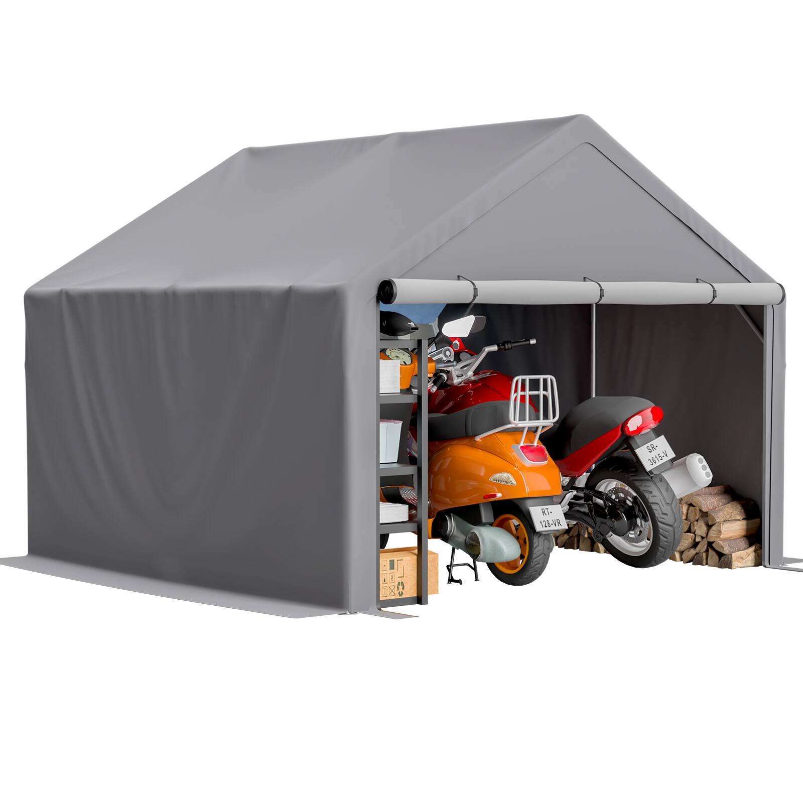Front. TinyHomie - 10 x 10FT Outdoor Storage Shed All-Weather Garden Shelter with Waterproof UV-Resistant Cover Functional Utility Cabin.