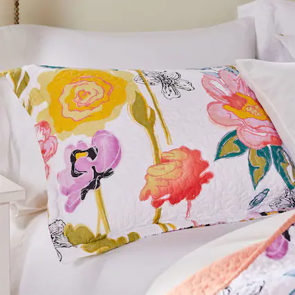 Front. BreeBe - Watercolor Dream White Sham Standard - White.