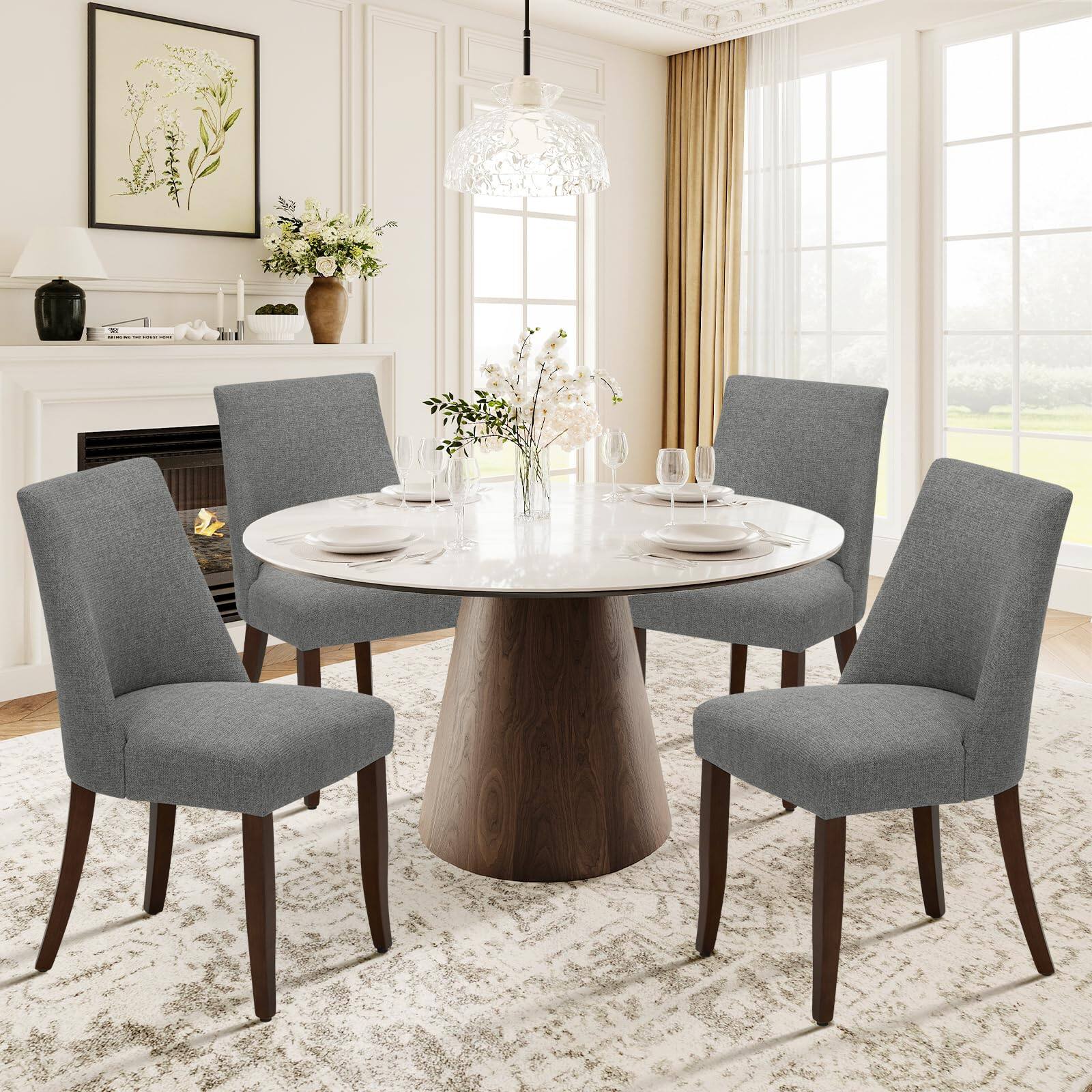 Light Grey Set of 4 Upholstered Dining Chairs
