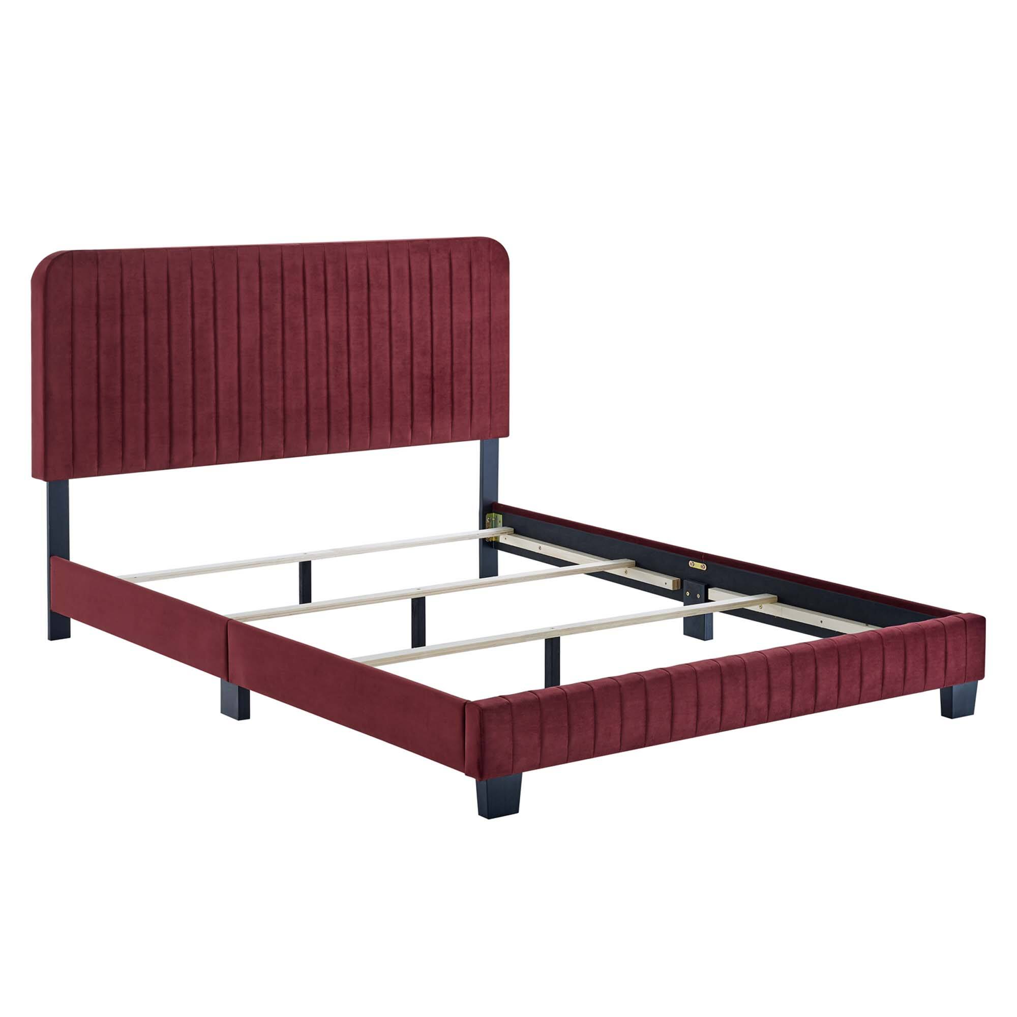 Left. Modway - Zahra Channel Tufted Performance Velvet Twin Platform Bed - White.